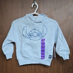 Disney Size XS Baby Blue Stitch Embroidered Fleece Lined Hoodie